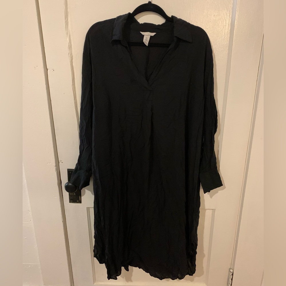 Black Midi Collard Dress